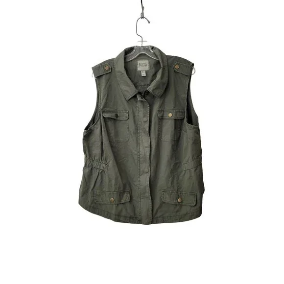 Rachel Hollis Olive Green Cargo Cotton Vest Size 1X - Picture 4 of 5